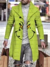 Men's fashion geometric print mid-length coat
