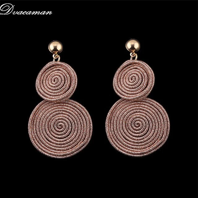Dvacaman Bohemain Multilayer Round Alloy Drop Earrings Women 2019 New Trendy Maxi Earrings Statement Jewelry Party Gifts Female