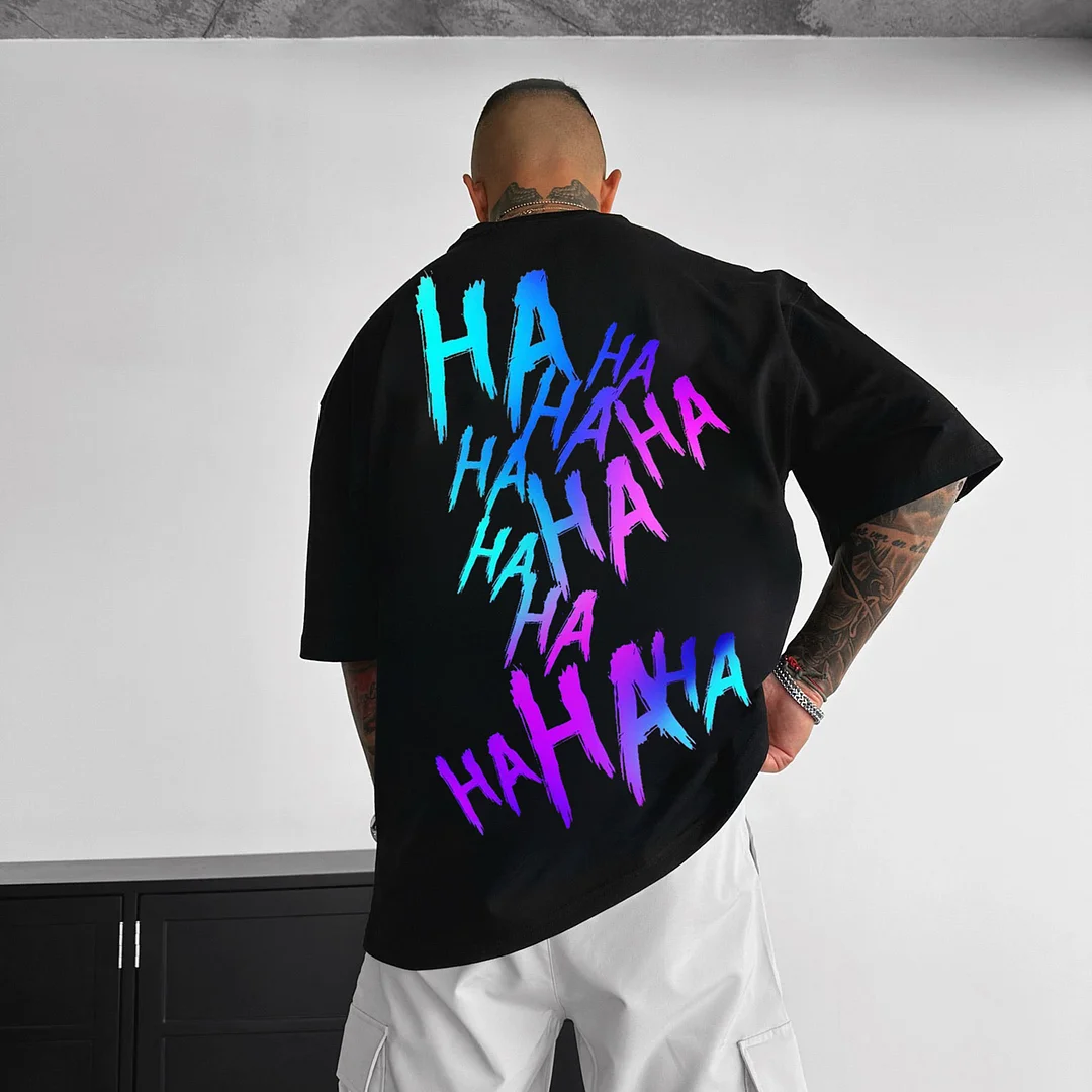 Oversized Unisex "Ha Ha Ha" Print T-shirt