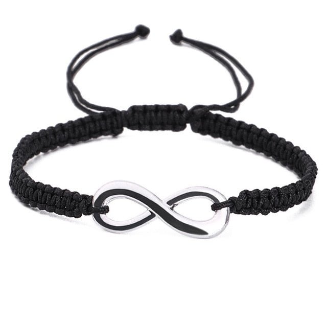 YOY-Handmade Black/White Rope Braid Bracelet Bangle For Women