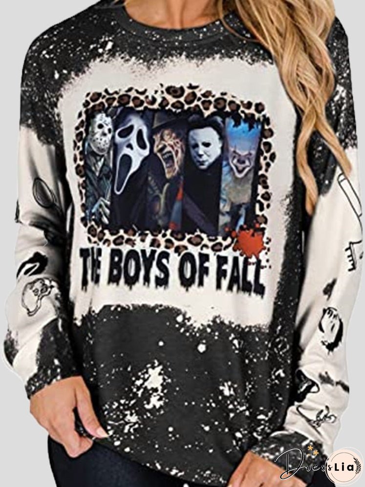 T-Shirts Printed Round Neck Long Sleeve Casual T-Shirt for Women