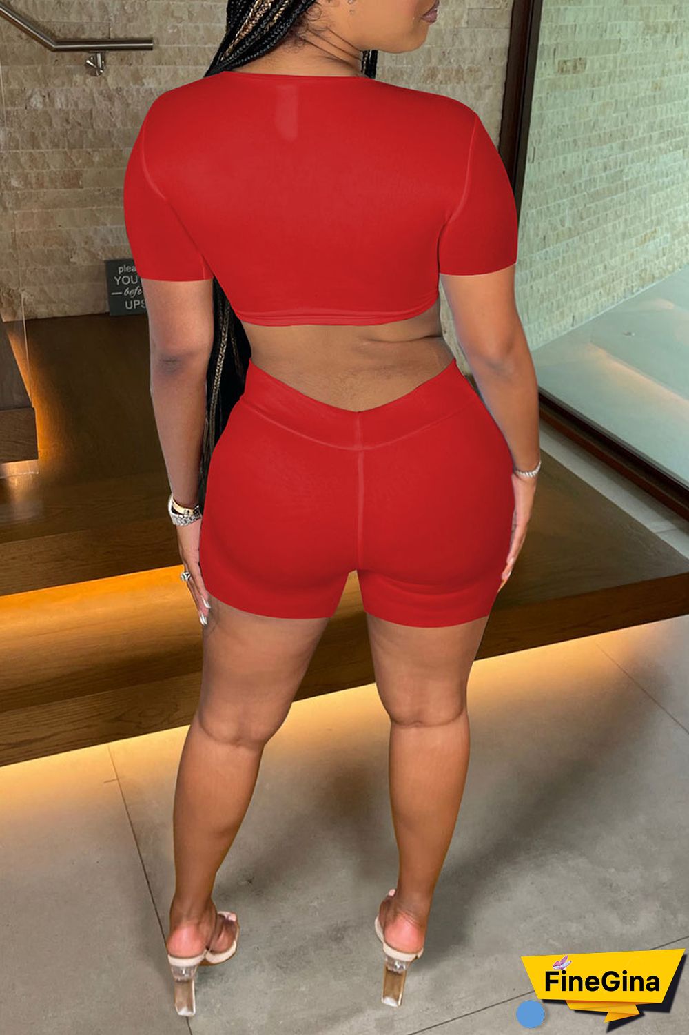 White Sexy Solid Hollowed Out Patchwork V Neck Short Sleeve Two Pieces