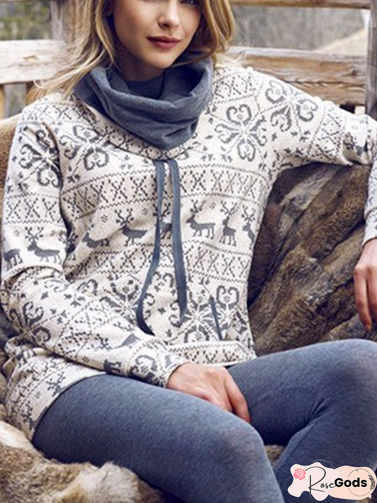 Loose Turtleneck Ethnic Sweatshirts