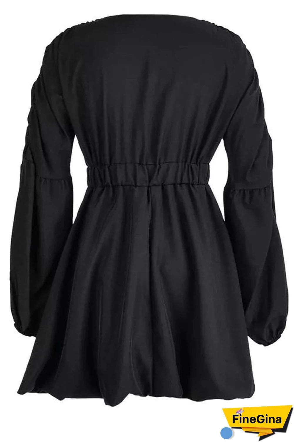 Black Elegant Solid Patchwork Fold V Neck Ball Gown Dresses