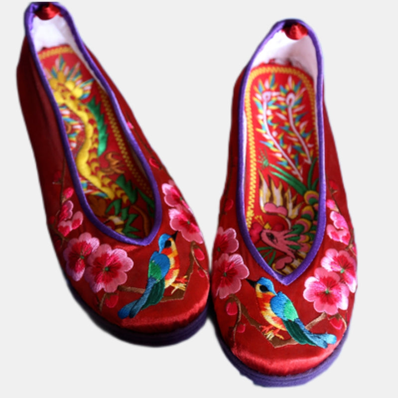Chinese Hand Embroidered Cotton Shoes Women's Shoes Retro Plum Blossom Ethnic Style Strong Cloth Soles