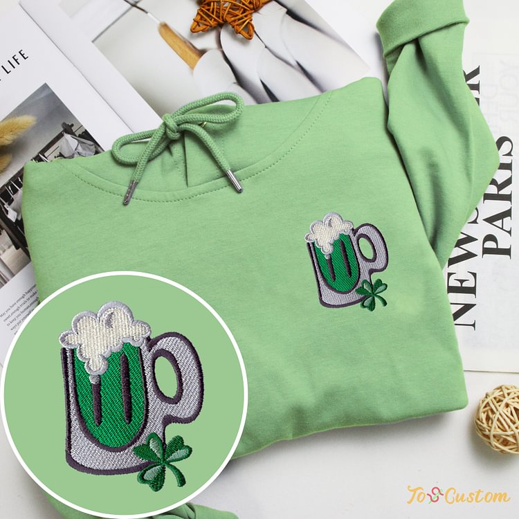 TOSCUSTOM™ Custom St Patricks Day Irish Beer Trio Embroidered Sweatshirts
