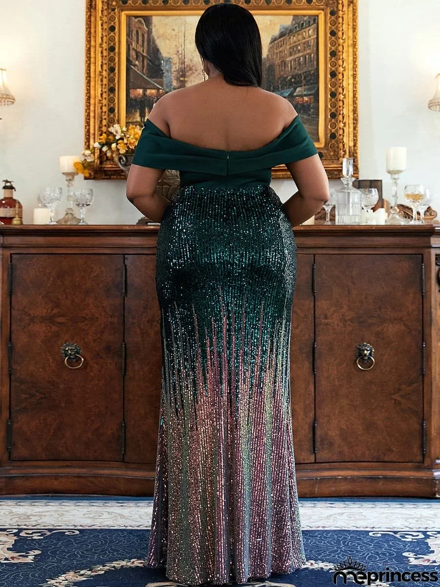 Plus Size Gradient Maxi Sequin Prom Dress PXH2125