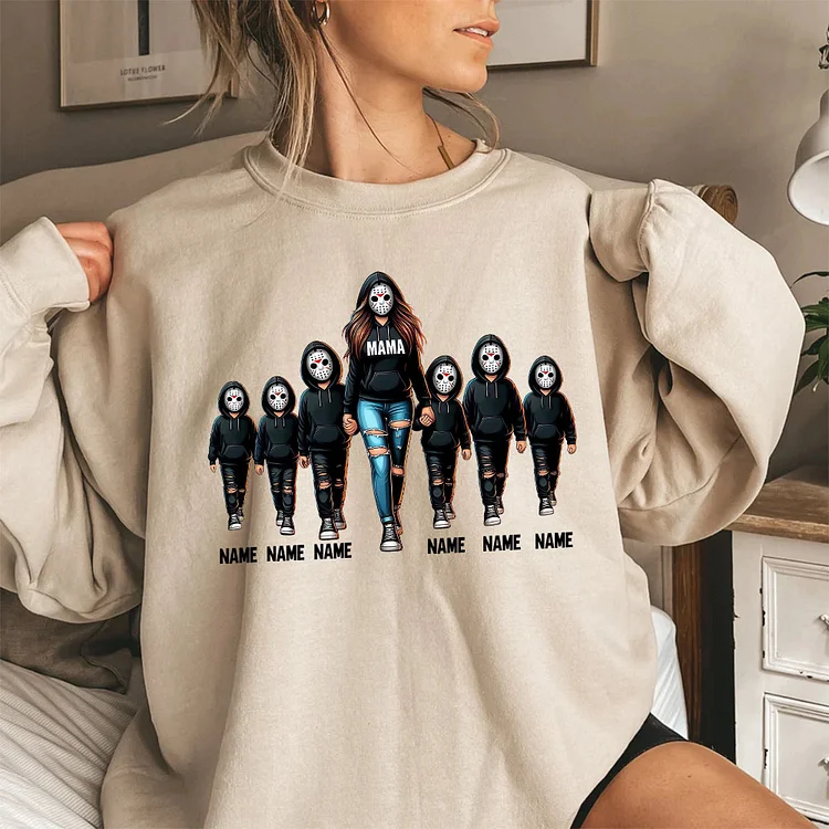 Halloween Custom Family Sweatshirt Mama With Kids Sweatshirt