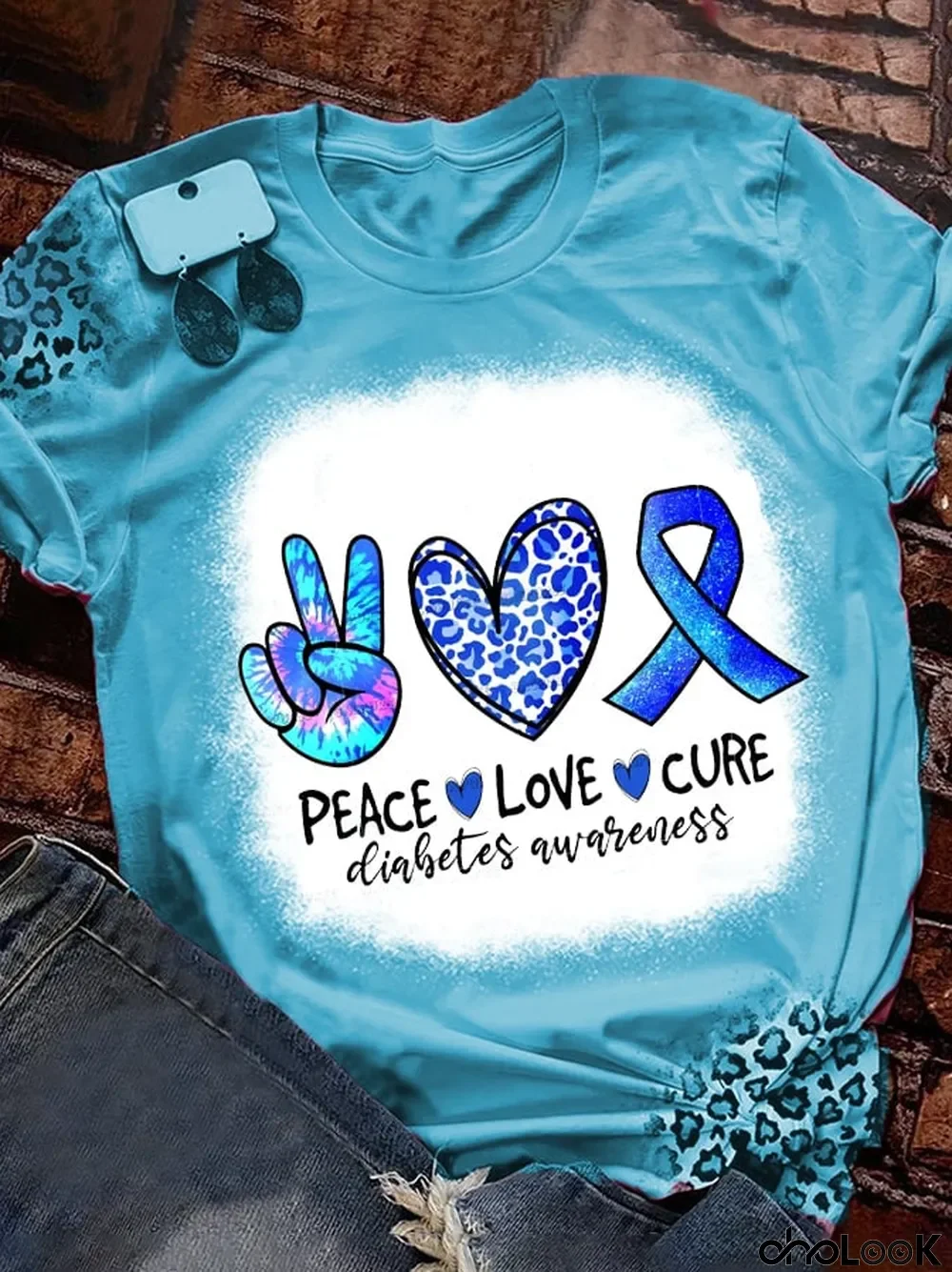 World Diabetes Day Printed Short Sleeve Casual T-Shirt