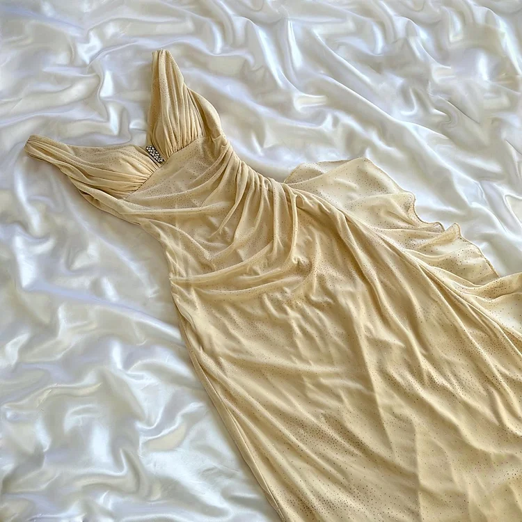 & Other Stories Women's Cream and Gold Dress