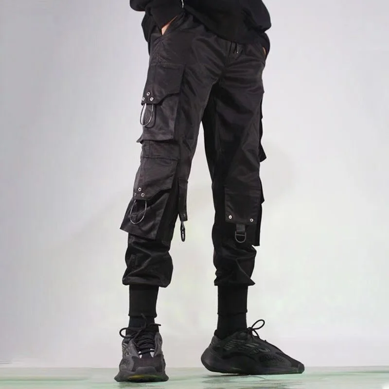 Aonga Back to School Cargo Pants Men Harem Joggers Pants Men Harajuku Hip Hop Streetwear Black Sweatpants Joggers Male Trousers Oversize