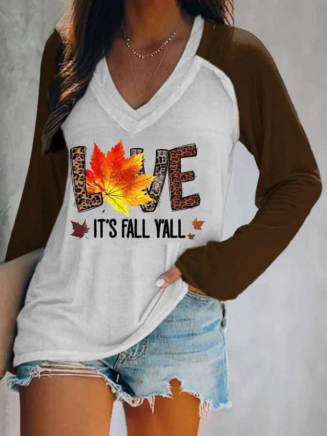 Women's Love It'S Fall Y'All Print Long Sleeve T-Shirt