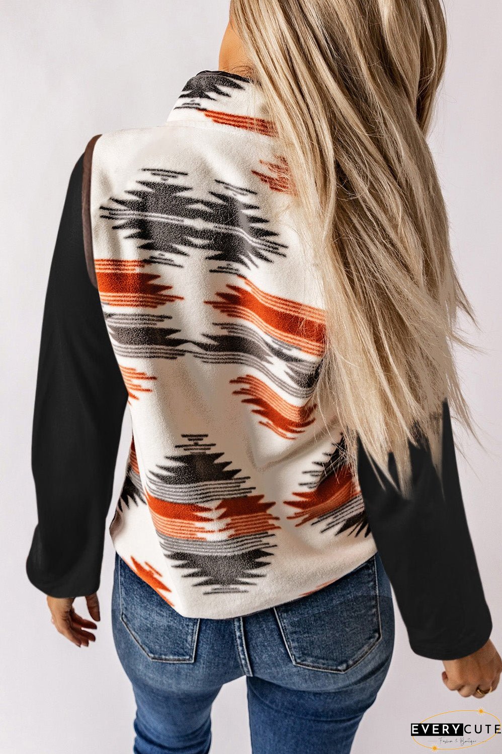 Multicolor Fuzzy Aztec Western Fashion Vest Jacket