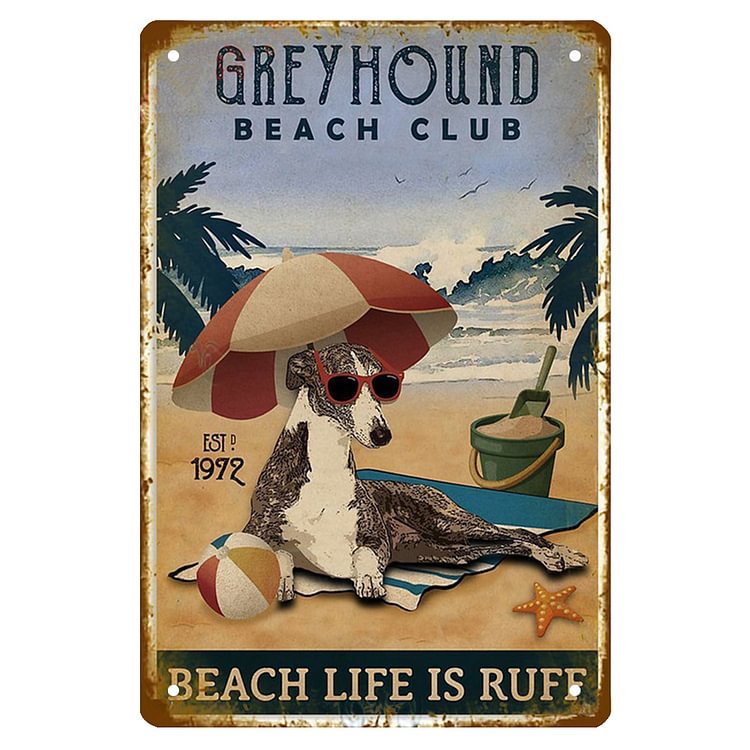 Greyhound Beach Club - Vintage Tin Signs/Wooden Signs - 7.9x11.8in & 11.8x15.7in