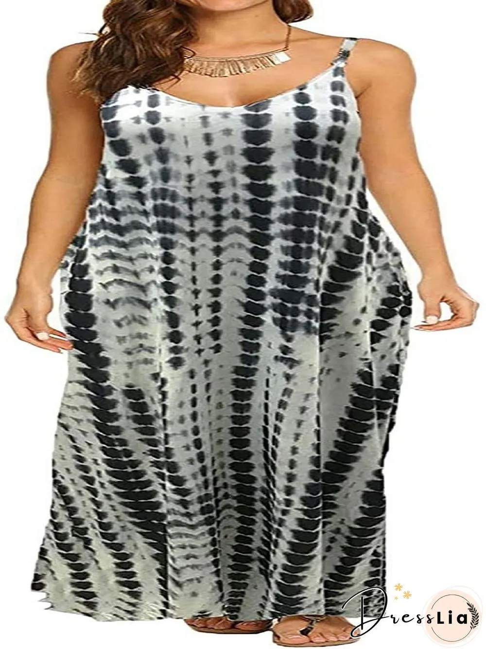 Printed Suspender Dress Beach Dress Black Dresses