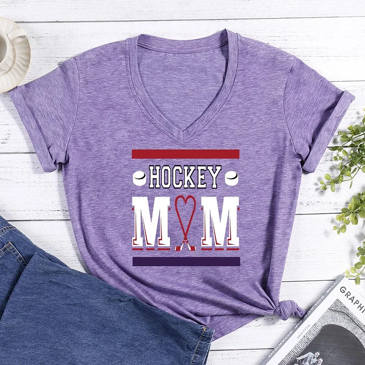 Hockey Mom V-neck T Shirt-Annaletters