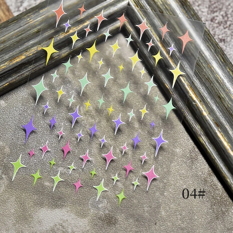 1PC 3D Nail Stickers Valentines's Day Heart Love Self-Adhesive Slider Letters Nail Art Decorations Stars Decals Manicure Tool-Nail Inspo