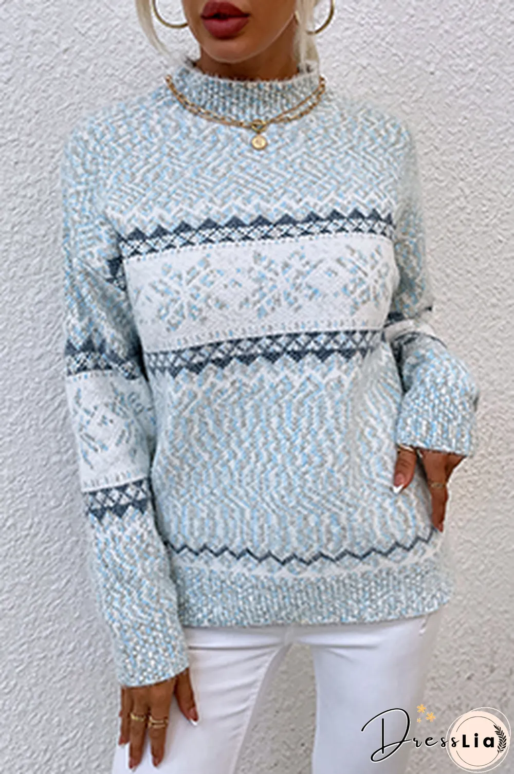Casual Snowflakes Basic Half A Turtleneck Tops