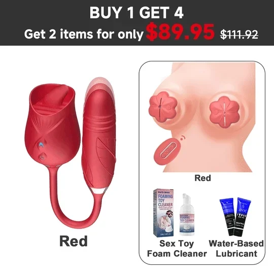 3-in-1 Rose Tongue Extender with Vibrating and Thrusting Dildo for Maximum Sensations