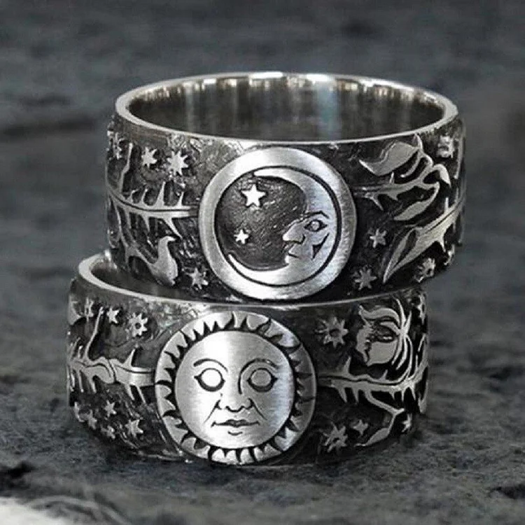 Silver Vintage Moon&Sun Ring🌕🌞