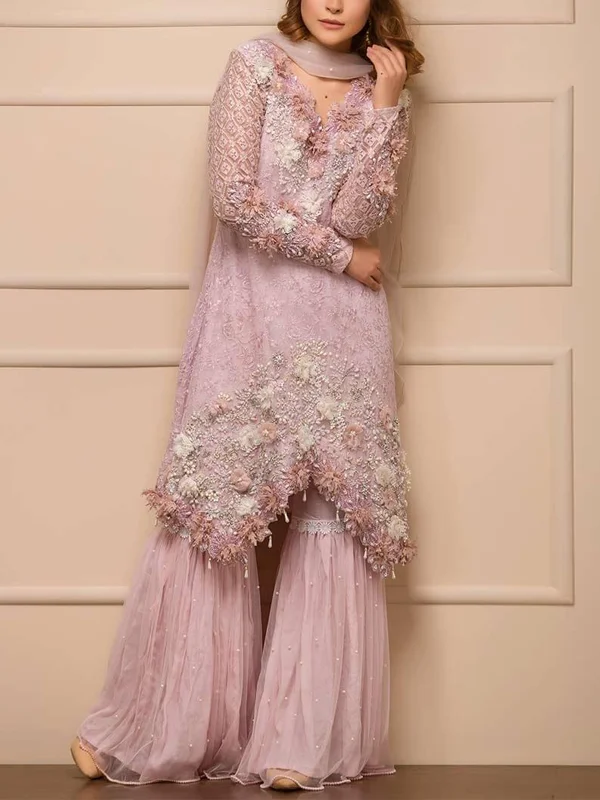V-neck Long-sleeved Top And Pants Suit