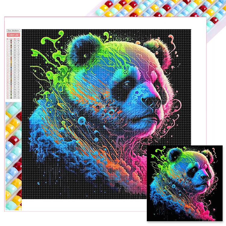 Colorful Animals-Panda 30*30CM(Canvas) Full Square Drill Diamond Painting gbfke
