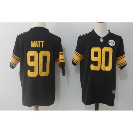 Men's  Pittsburgh Steelers #90 T.J. Watt Black Limited Rush Stitched NFL Jersey
