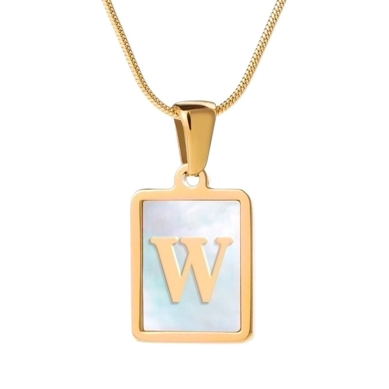 Stainless Steel 18K Gold Plated Casual Commute Plating Inlay Letter Shell Pendant Necklace