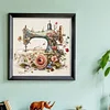 (Stamped/Counted) Retro Floral Sewing Machine - 14CT Cross Stitch 40*40cm/15.75*15.75in
