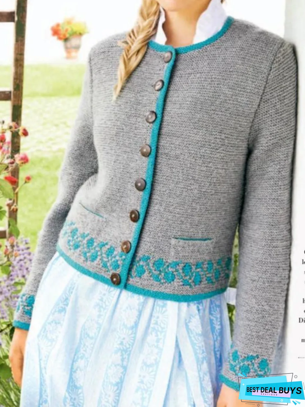 Light Gray Long Sleeve Round Neck Sweater