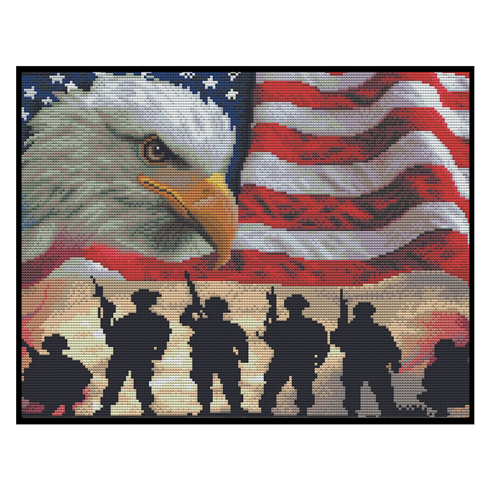 

Eagle US Flag - 11CT Counted Cross Stitch - 46*36CM, 501 Original