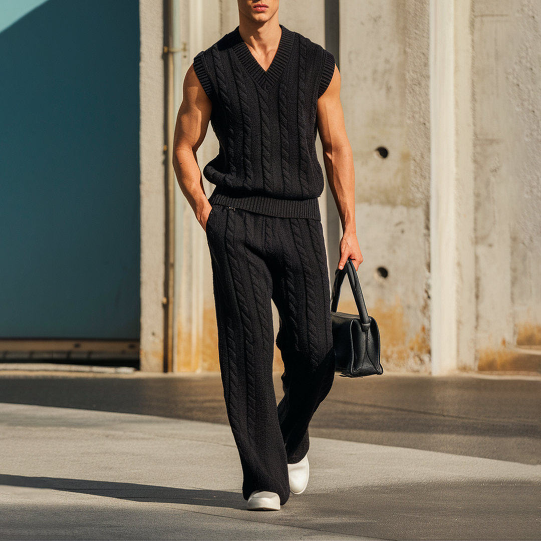 Men's Street Basic Knitted Suit-inspireuse