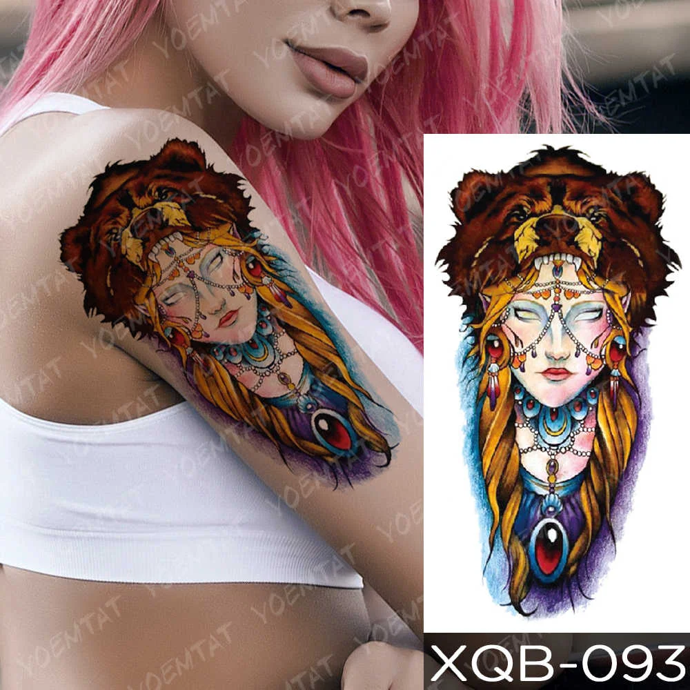 Sdrawing Wolf Tiger Animal Waterproof Temporary Tattoo Sticker Men Arm Leg Tatto Body Art Fake Tatto Water Transfer Tattoos Women