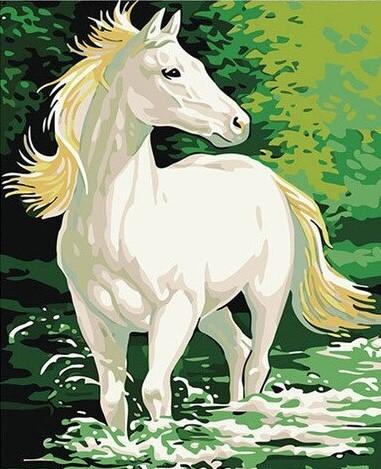 

White Horse in Water – Paint By Numbers - 40*50CM, 501 Original