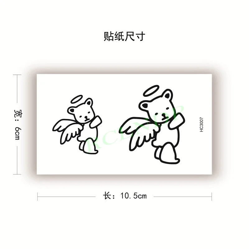 Waterproof Temporary Tattoo Sticker ins Angel wings Cupid bear Cartoons cute Body Art flash tatoo fake tatto Women Men