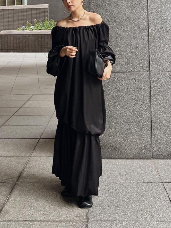 Autumn Winter New Fashion To Restore The Old Money Style One Shoulder Two Wear Loose Maxi Dress