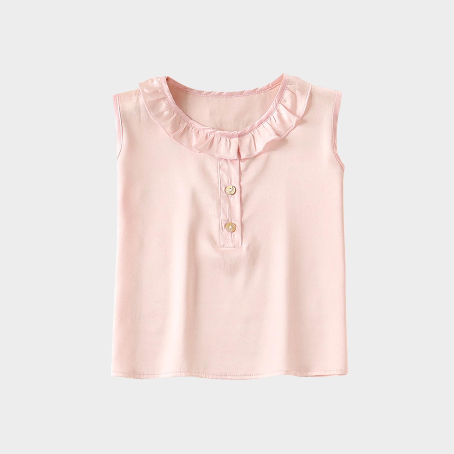 Lustrous Ruffled-Collar Silk Girls' Shirt REAL SILK LIFE