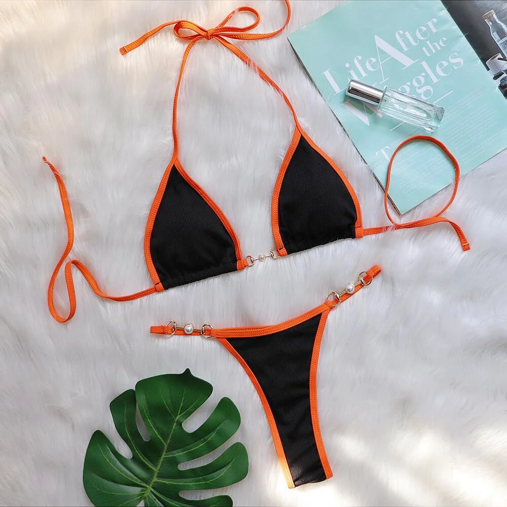 Uveng Uveng Style 2023 Web Celebrity Sexy Bikini Quilting Metal Accessories