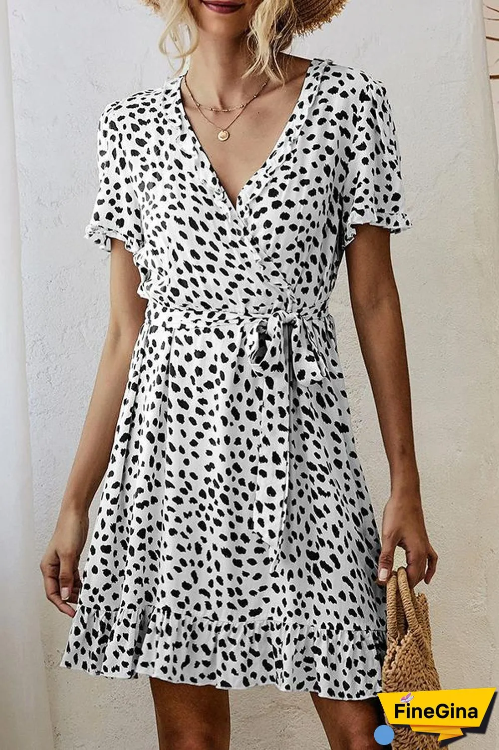 Printed A-line Ruffled Mini Dress (3 Colors) P14195