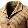 Men's Classic Stockinette Beige Knitted Button-Up Sweater by Inlyline