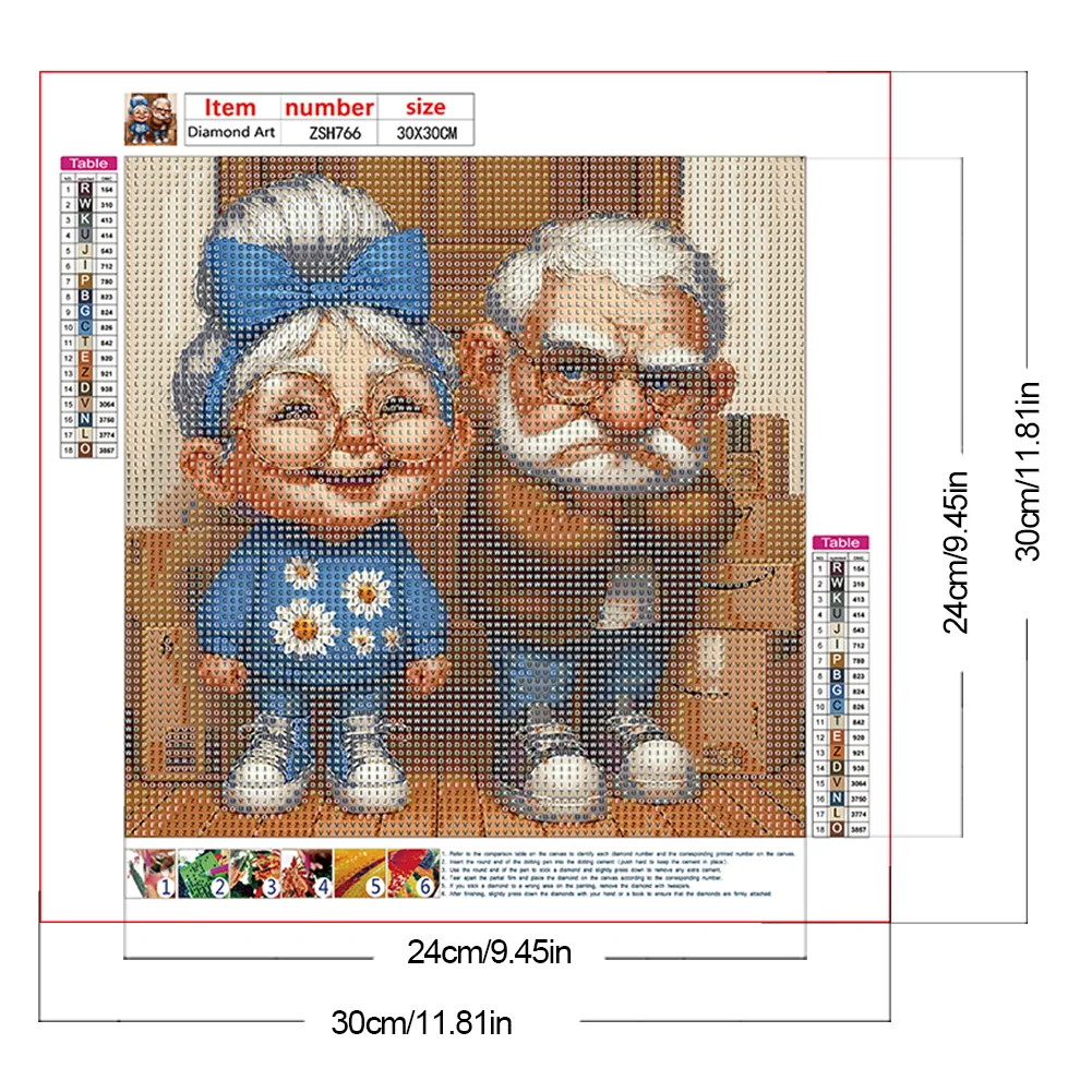 Diamond Painting - Full Round Drill - Old Couple(Canvas|30*30cm)