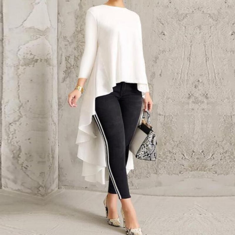 Casual Solid Color Long Sleeve Tunic
