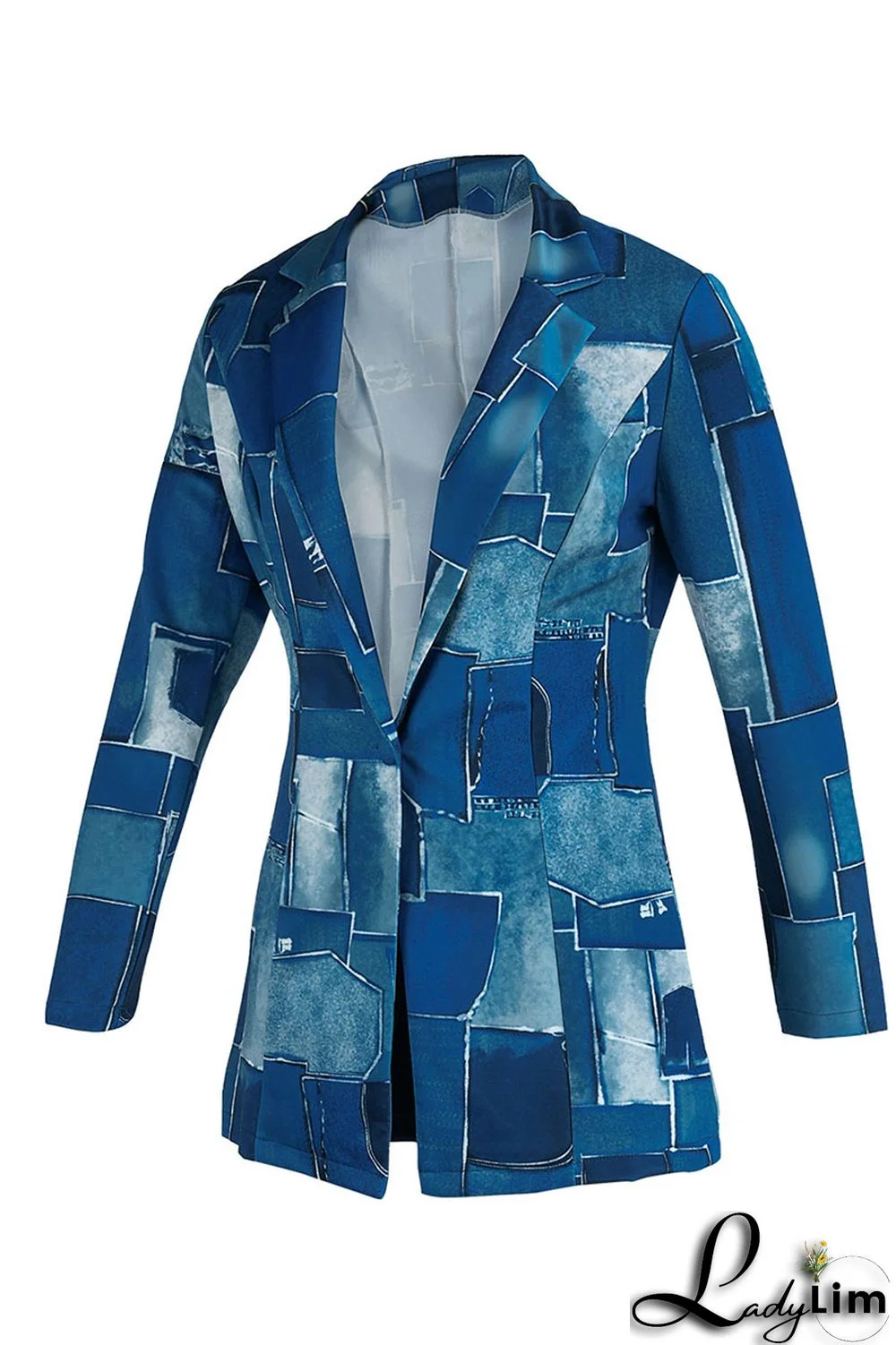 Camel Casual Print Patchwork Buttons Turn-back Collar Long Sleeve Two Pieces