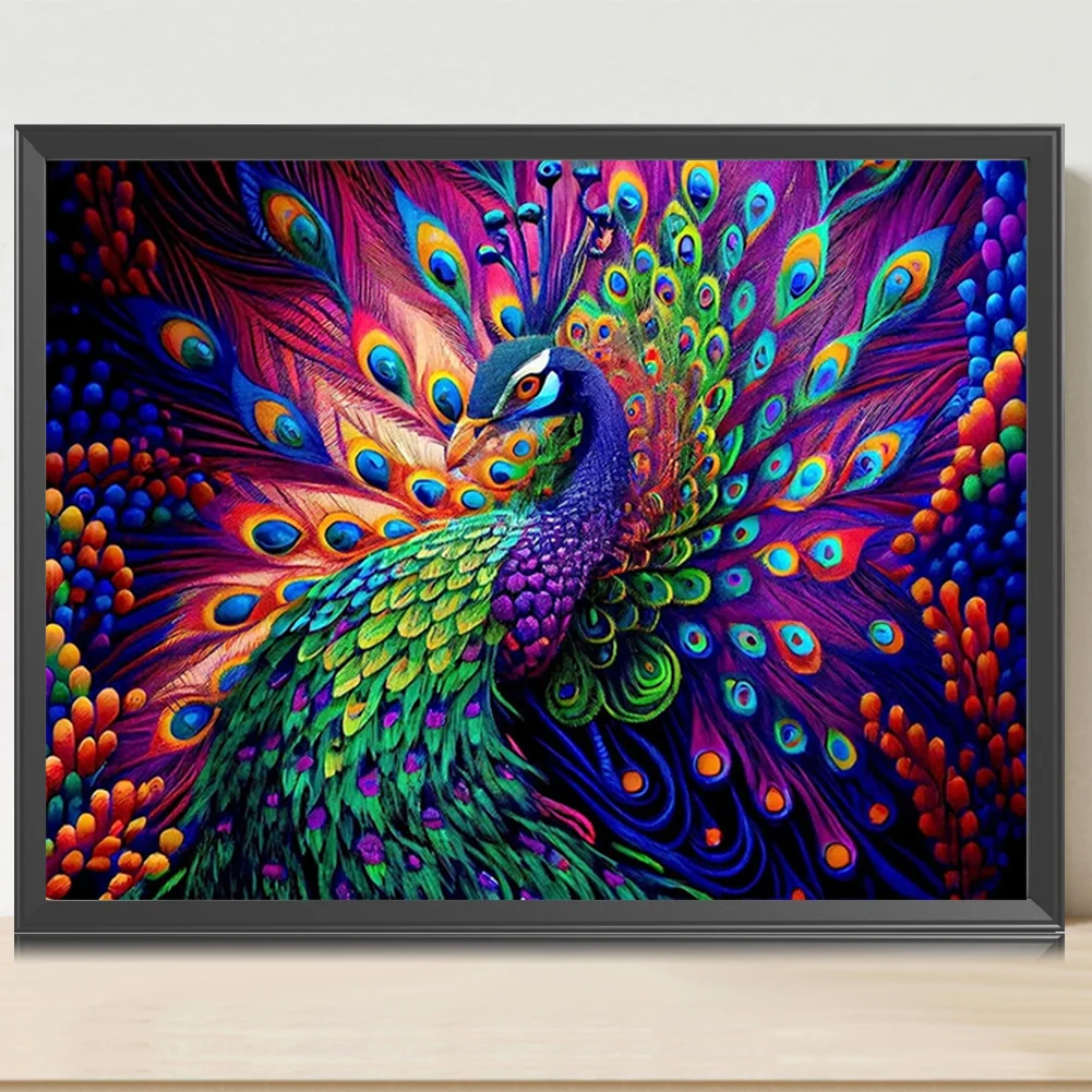 Partial AB Diamond Painting - Full Square Drill - Peacock(Canvas|45*35cm)