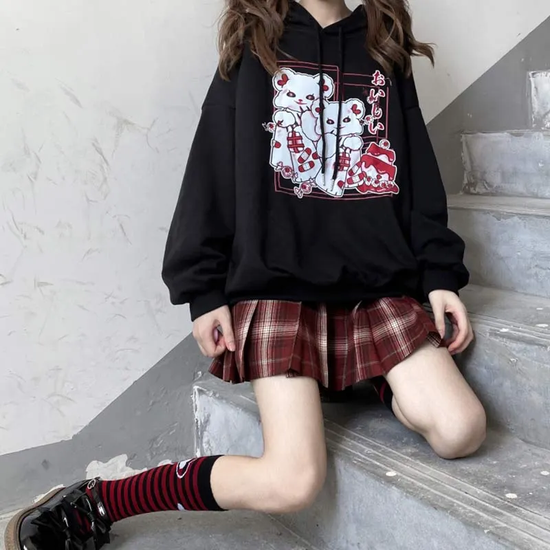 Cartoon Print Casual Hoodie