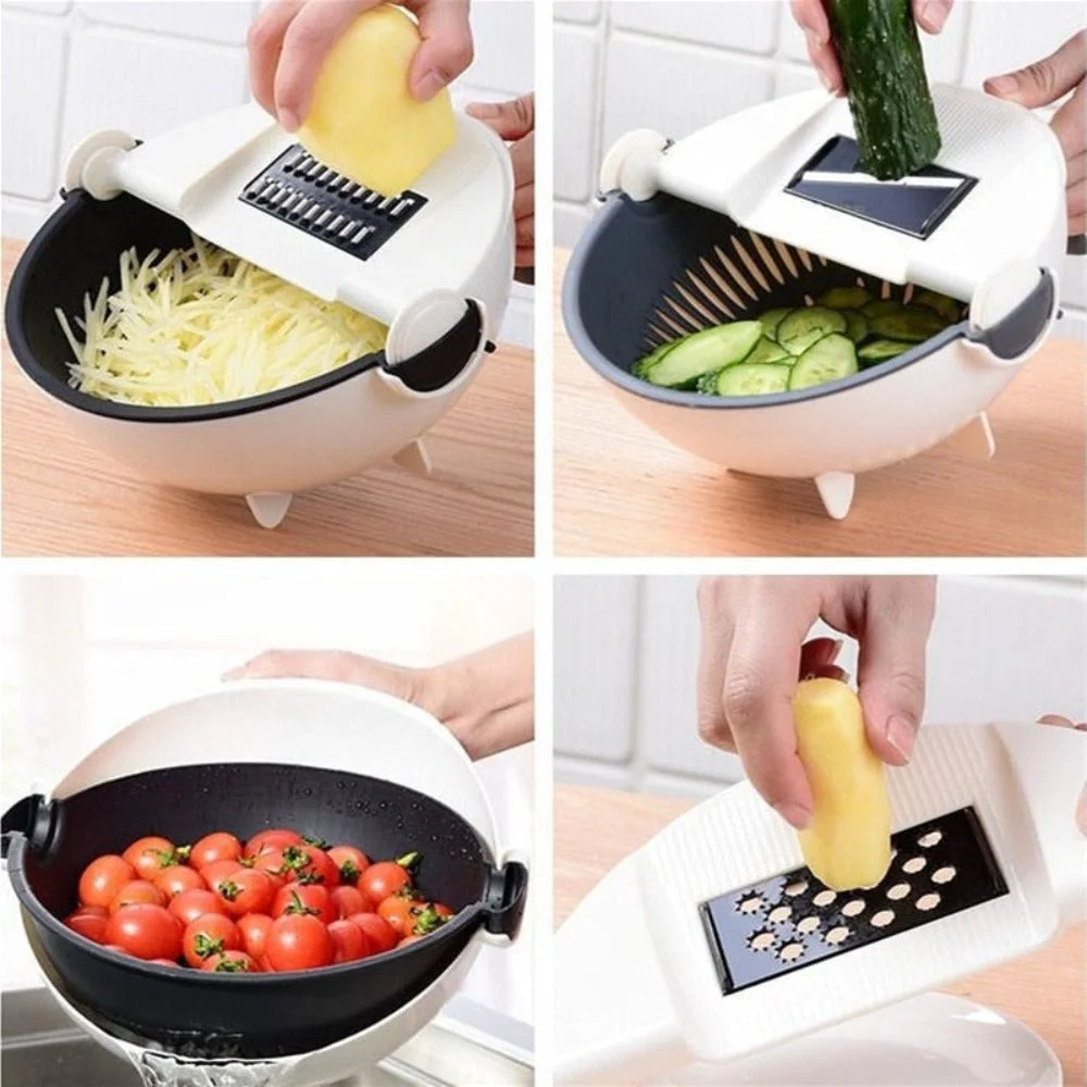 Multi function Stainless Steel Vegetable Slicer With Draining Basket