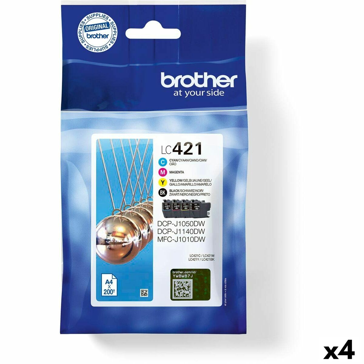 Original Ink Cartridge Brother MFC-J1010DW / DCP-J1050DW Yellow (4 Units)