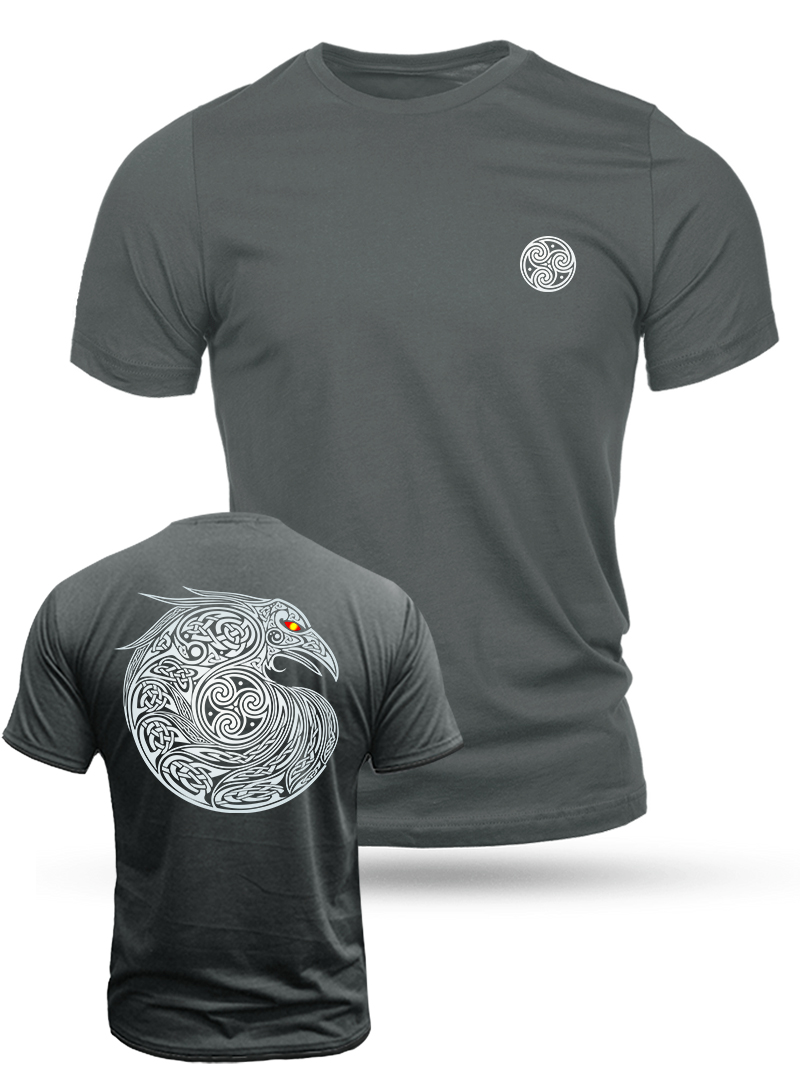Men's Viking Eagle Head Badge Print Casual Short Sleeve T-shirt