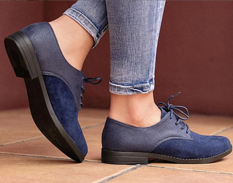 Female's low heel front lace round toe oxfords loafers shoes