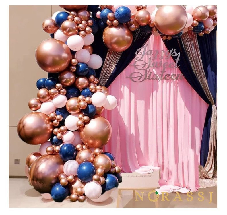 Navy Blue and Pink Latex Balloons Arch Kit for Wedding Birthday Party Decorations 